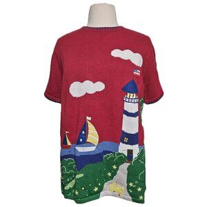 Quacker Factory Short Sleeve Tunic Sweater Nautical theme NWT ✨HP✨